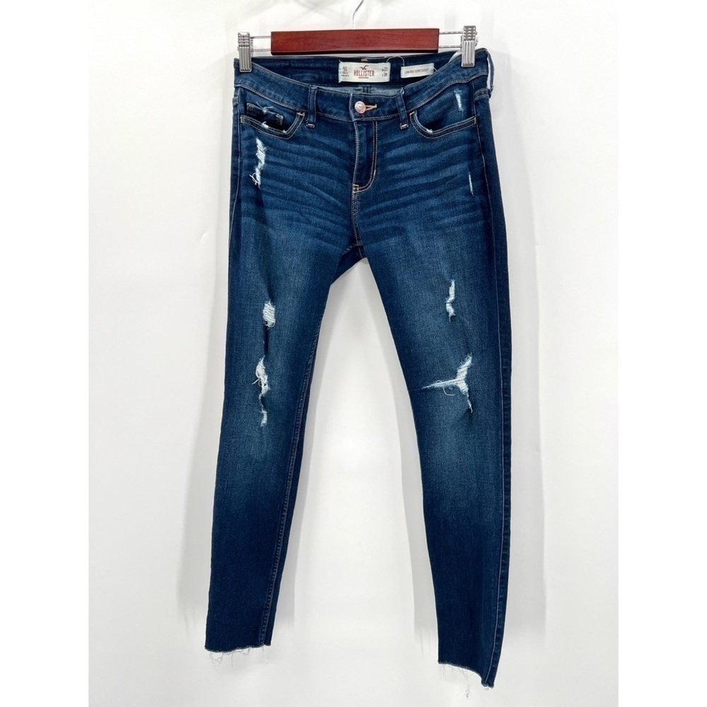 HOLLISTER Woman's Dark Wash Distressed Low Rise Super Skinny Jeans Size 27